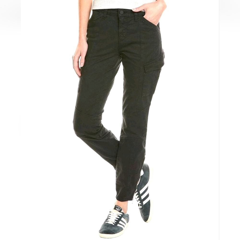 L'AGENCE Womens Jeans Size 26 Black Zip Cuff Cargo Skinny Stretch Cotton New